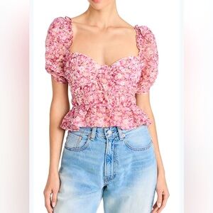 NWOT Puff Sleeve ASTR Corset Underwire Top with Ruffle and Side Zipper | Size S